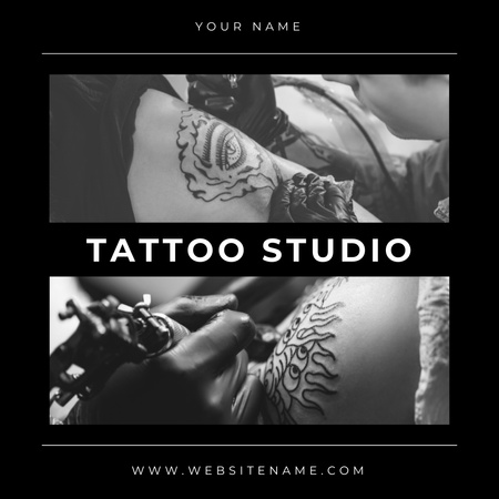 Skillful Tattoo Master Service In Studio Offer Instagram Design Template