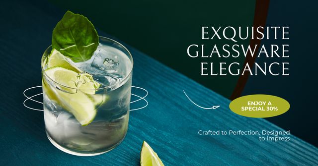 Exquisite Glassware Elegance Promo Facebook AD – шаблон для дизайна