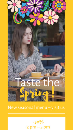 Designvorlage Angebot an Frühlingsgerichten im Restaurant mit Rabatt für Instagram Video Story