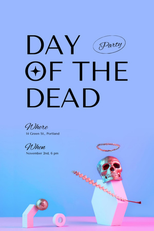 Day of the Dead Holiday Party Announcement Invitation 6x9in Design Template