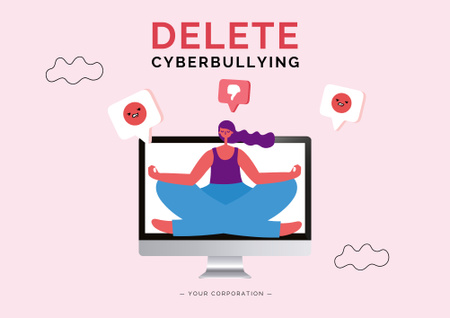 Awareness of Stop Cyberbullying Poster B2 Horizontal Design Template