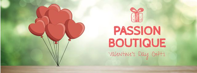 Valentine's Day heart-shaped Balloons Facebook Video cover Design Template