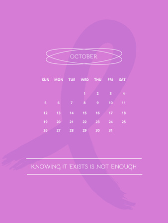 Rintasyöpätietoisuuskuukausi symbolisella nauhalla vaaleanpunaisella Poster US Design Template