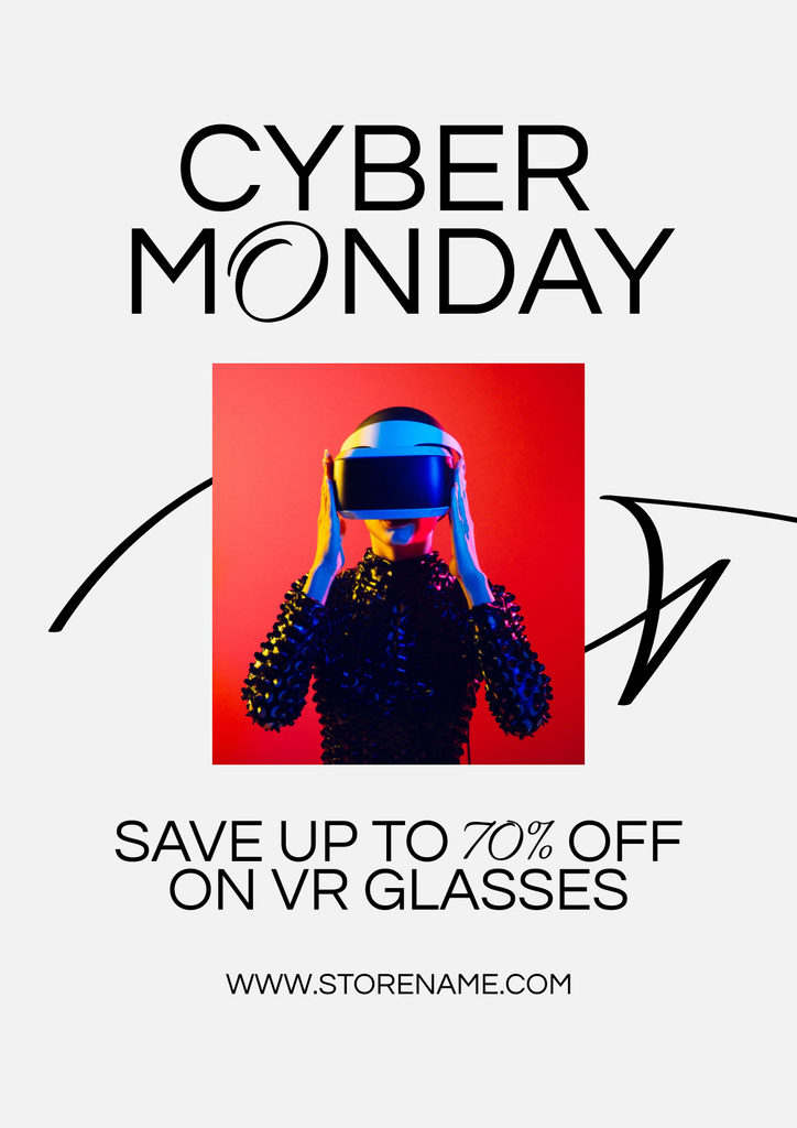 Plantilla de diseño de VR Glasses Sale on Cyber Monday Poster 
