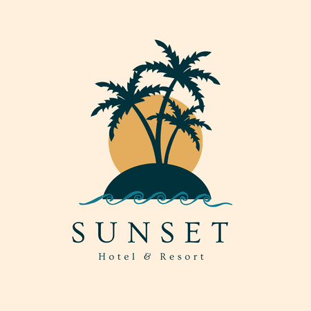 Emblem of Hotel on Seashore Logo Modelo de Design