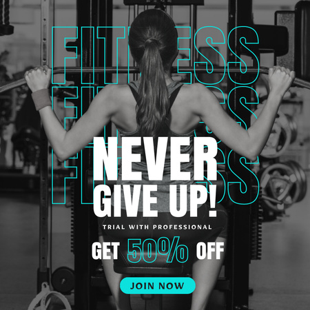 Designvorlage Fitness Center Ad with Young Sportswoman für Instagram