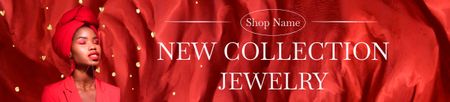 Plantilla de diseño de mujer bonita en traje rojo y joyas preciosas Ebay Store Billboard 