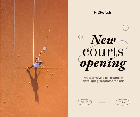Designvorlage ankündigung zur eröffnung des neuen tennisplatzes für Facebook