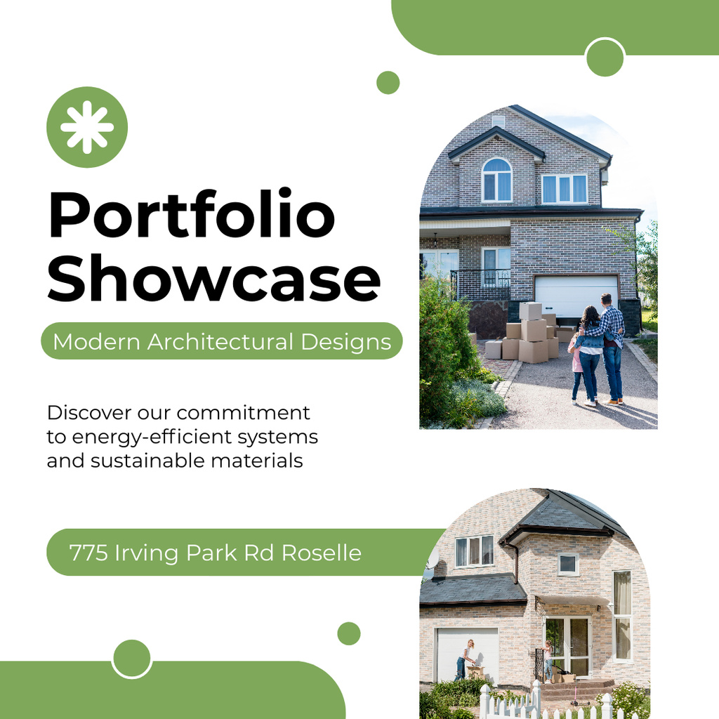 Architectural Portfolio Showcase with Couple near House Instagram AD – шаблон для дизайну