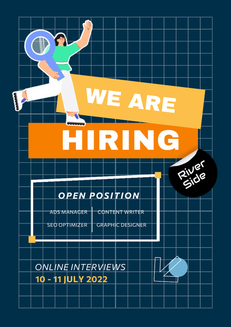 Several Open Positions Announcement on Blue Poster A3 Πρότυπο σχεδίασης