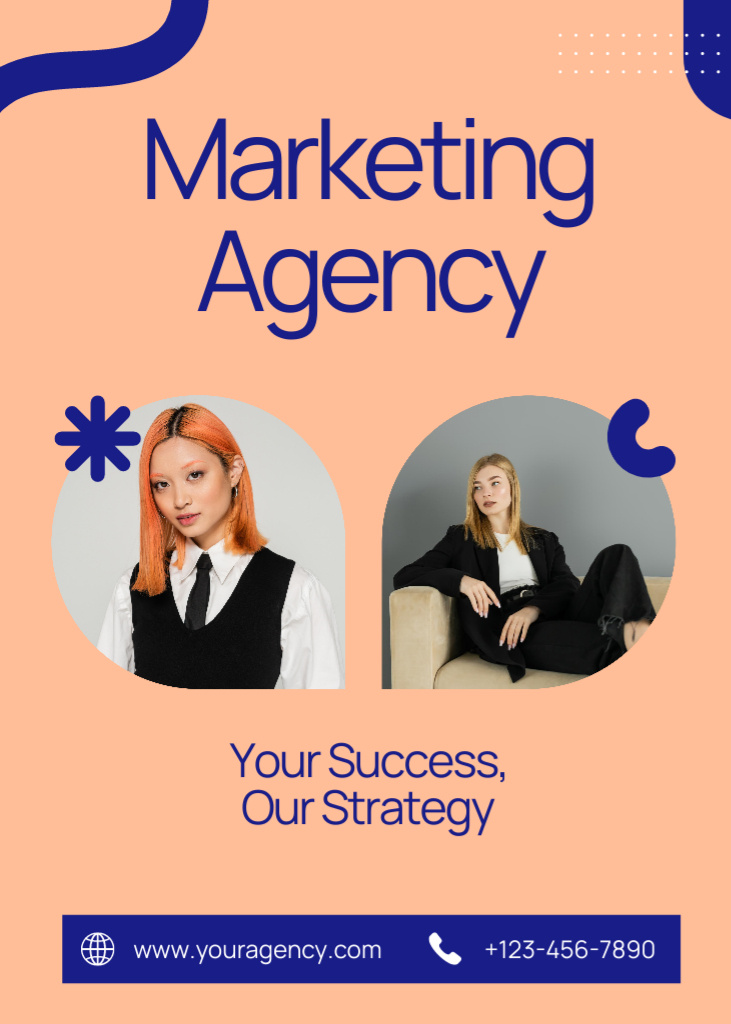 Marketing Agency Services with Businesswomen Flayer tervezősablon