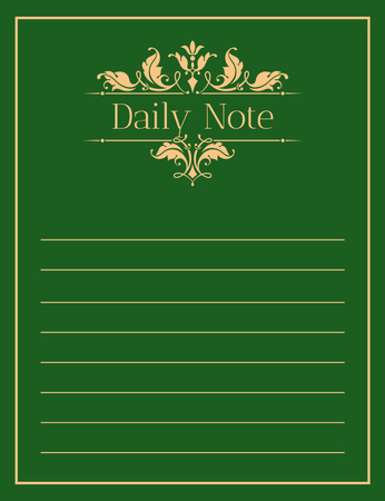 Empty Blanks for Daily Notes in Green Notepad 107x139mm Design Template
