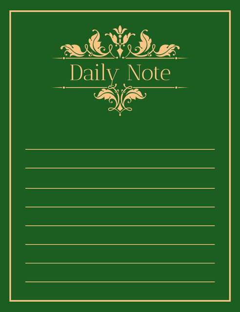 Empty Blanks for Daily Notes in Green Notepad 107x139mmデザインテンプレート