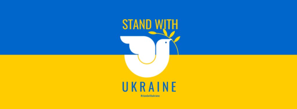 Platilla de diseño Pigeon with Phrase Stand with Ukraine Facebook cover