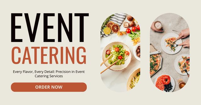 Platilla de diseño Event Catering Services with Various Snacks Facebook AD