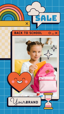 Szablon projektu Back to School Special Offer with Cute Pupil in Classroom Instagram Video Story