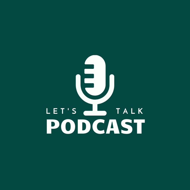 Talk Show Announcement with Microphone In Green Logo – шаблон для дизайну