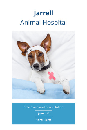 Animal Hospital With Cute Injured Dog Postcard 4x6in Vertical Šablona návrhu