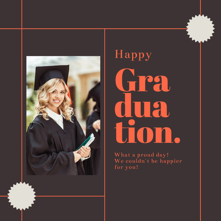 Graduation Greeting to Young Woman Brown Instagram Design Template