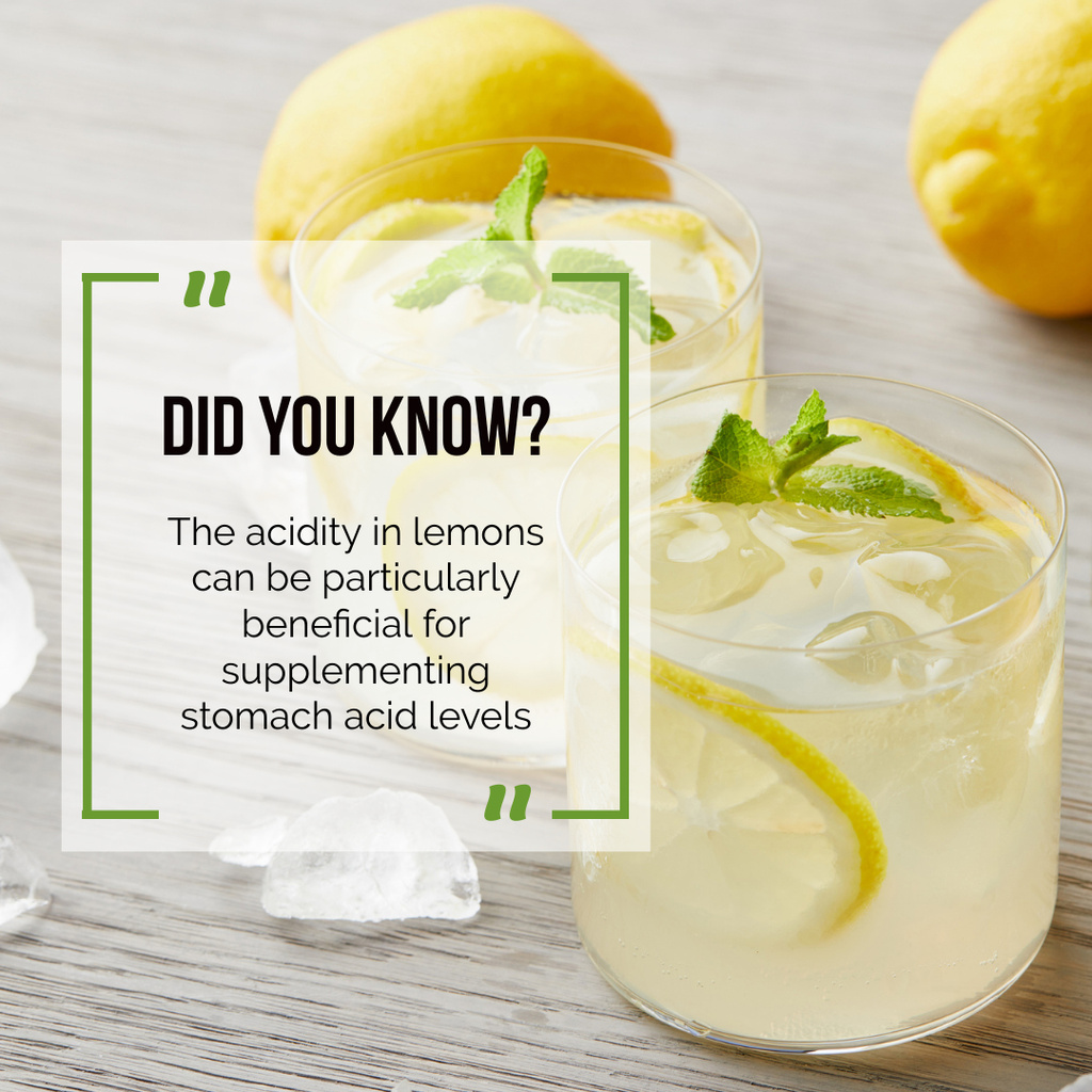 Fresh Glasses of Lemonade with Ice and Lemon Instagram – шаблон для дизайну