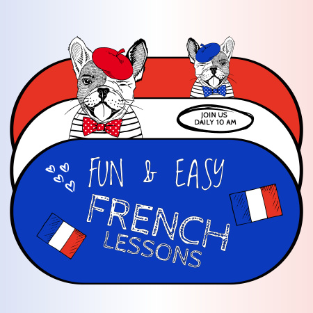  Podcast with French Lessons Podcast Cover Design Template