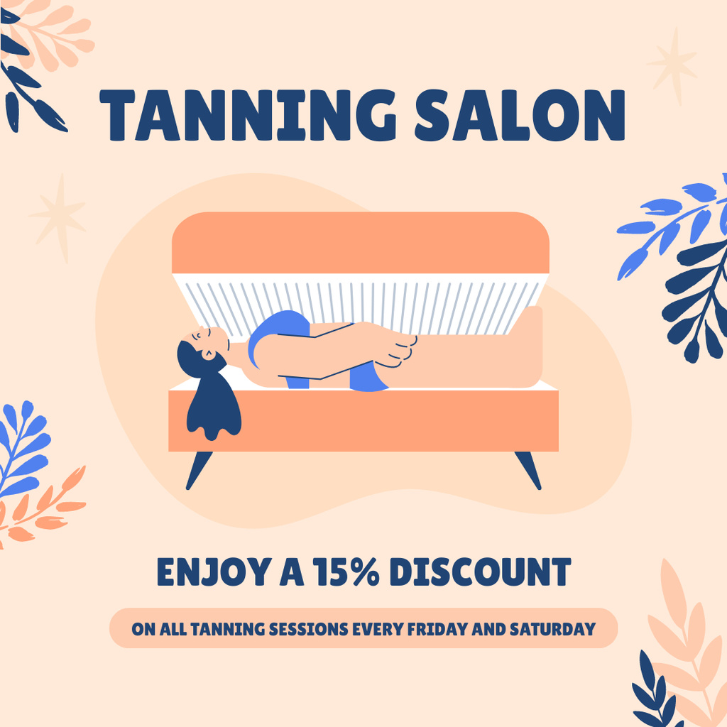 Discount on Tanning Salon Session Every Day Instagram tervezősablon