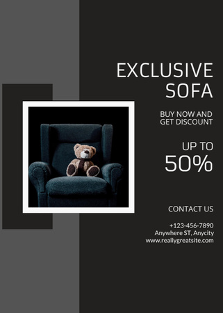 Furniture Ad with Cozy Sofa Flayer Modelo de Design