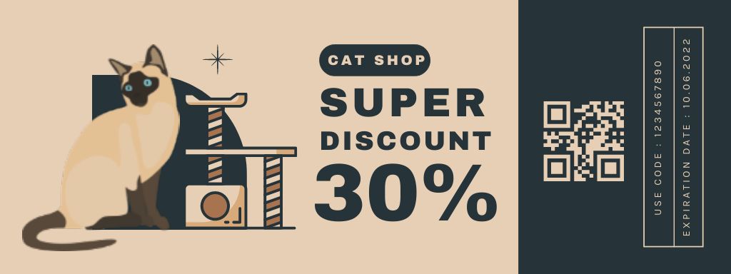 Super Discount in Cat Shop Coupon Tasarım Şablonu