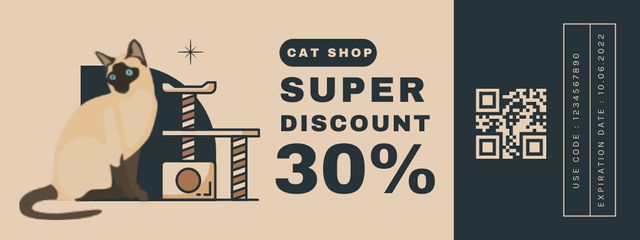 Designvorlage Super Discount in Cat Shop für Coupon