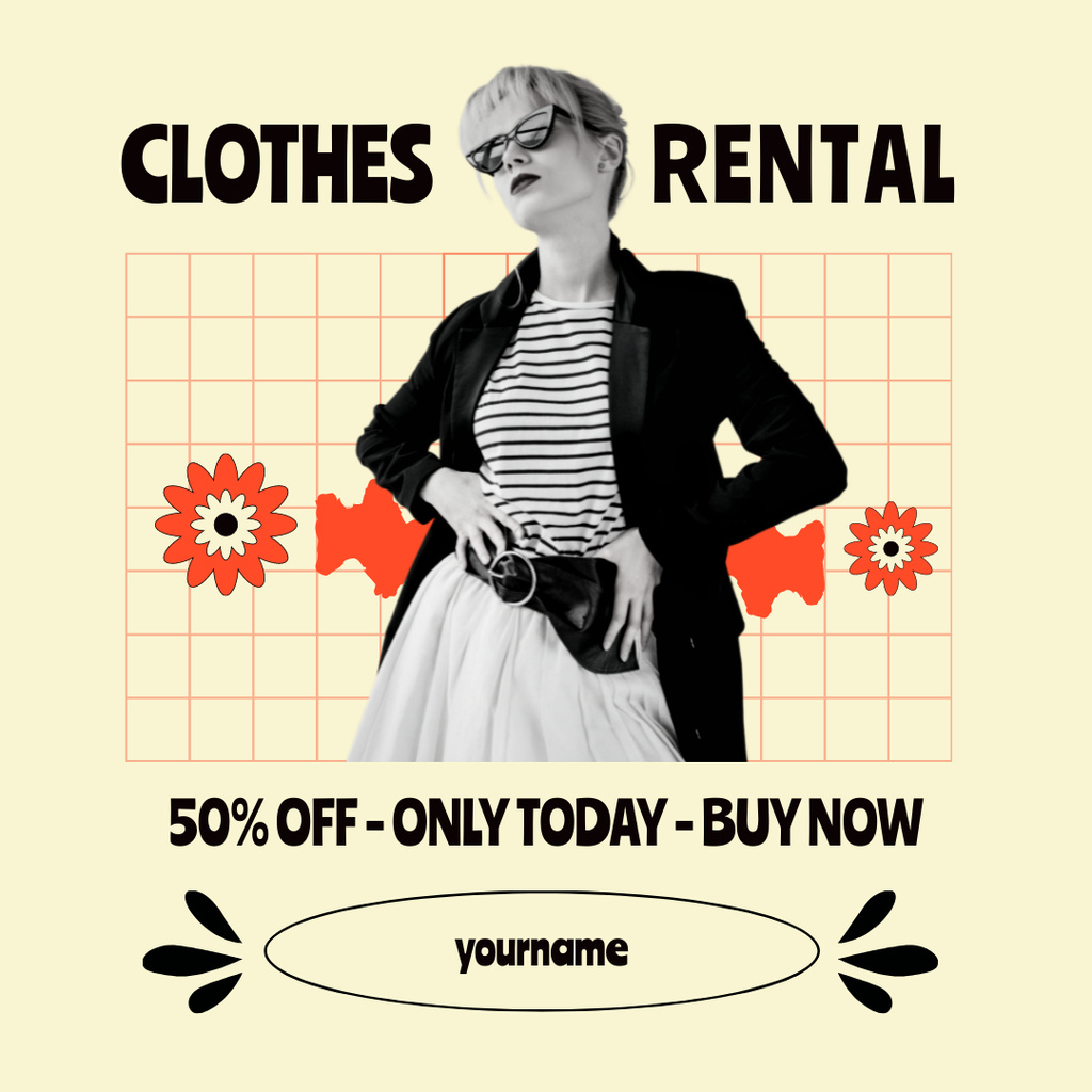 Retro Fashion Woman for Clothes Rental Instagram – шаблон для дизайну