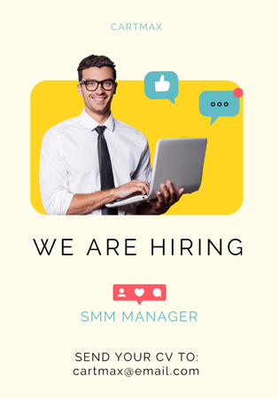 SMM Manager Vacancy Announcement Poster 28x40in Design Template