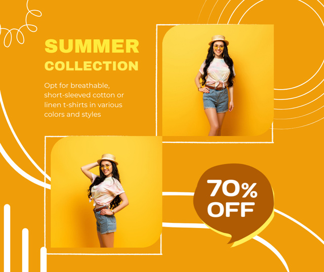 Female Fashion Clothes Sale on Yellow Facebook Design Template