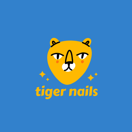 Manicure Offer with Cute Tiger Logo Design Template