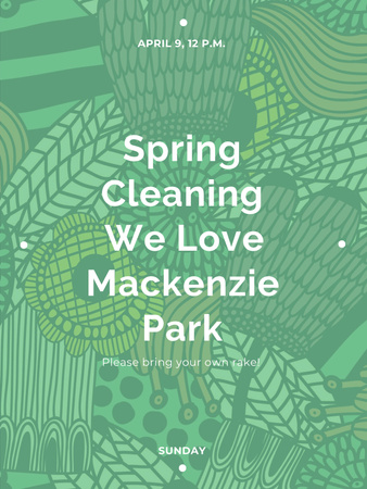 Spring Cleaning Event Invitation Green Floral Texture Poster US – шаблон для дизайну