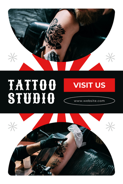 Designvorlage Professional Tattoo Master Service In Studio Offer für Pinterest