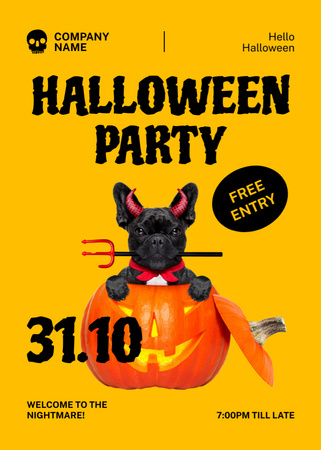 Halloween Party Announcement with Funny Dog Invitation Design Template
