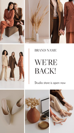 Designvorlage Fashion Store Ad mit Frauen in eleganten Anzügen für Instagram Story