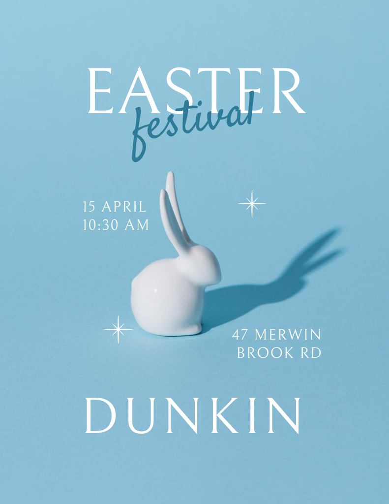 Easter Fest Ad with Statuette of Rabbit Poster 8.5x11in Šablona návrhu