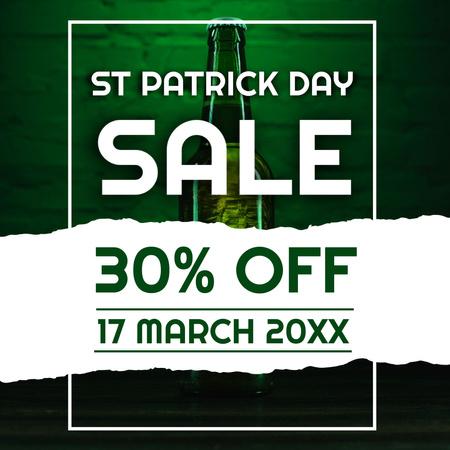 Designvorlage St. Patrick's Day Beer Discount Announcement für Instagram