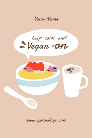 Vegan δίαιτα και σερβιρισμένο πιάτο με μούρα Postcard 4x6in Vertical Πρότυπο σχεδίασης
