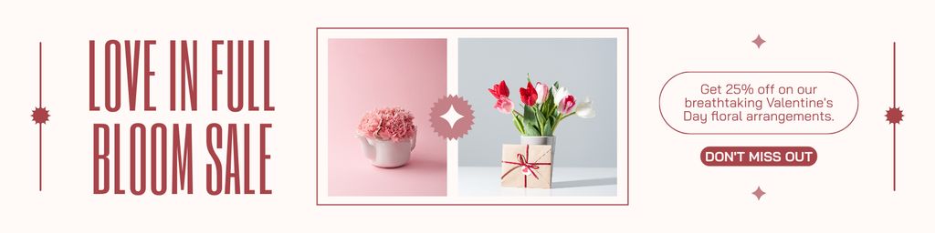 Valentine's Day Sale of Flowers and Luxury Bouquets Twitter Design Template