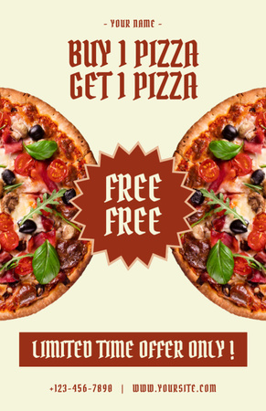 Ontwerpsjabloon van Recipe Card van Speciale aanbieding van gratis pizza