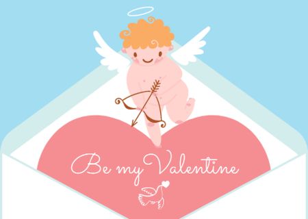 Love Quote with Adorable Cupid Postcardデザインテンプレート