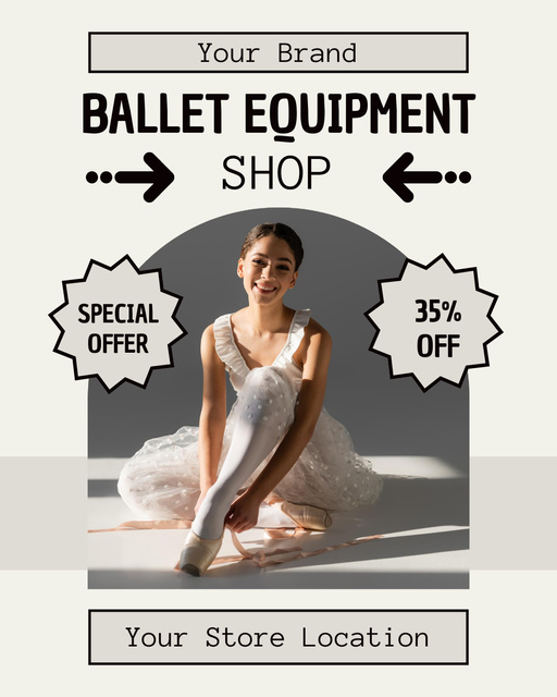 Designvorlage Ad of Shop with Ballet Equipment für Instagram Post Vertical