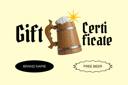 Light Beer As Gift For Oktoberfest Offer Gift Certificate Design Template