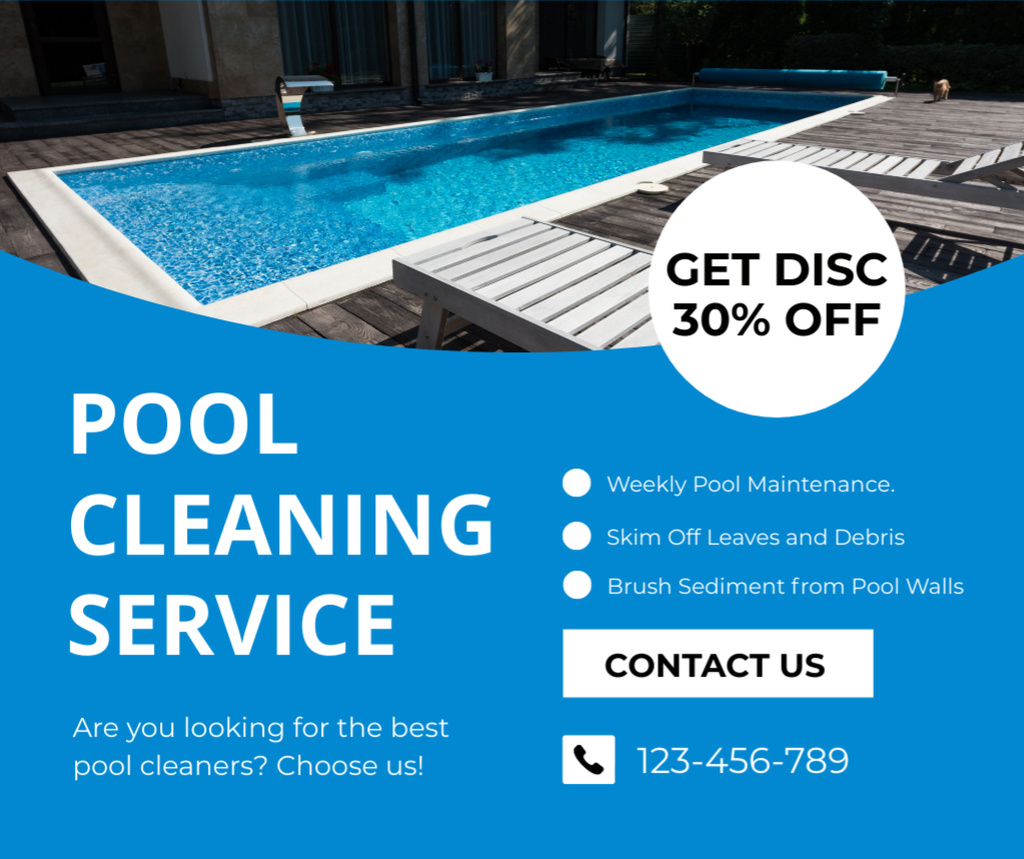 Offer Discounts for Pool Cleaning Facebook Modelo de Design