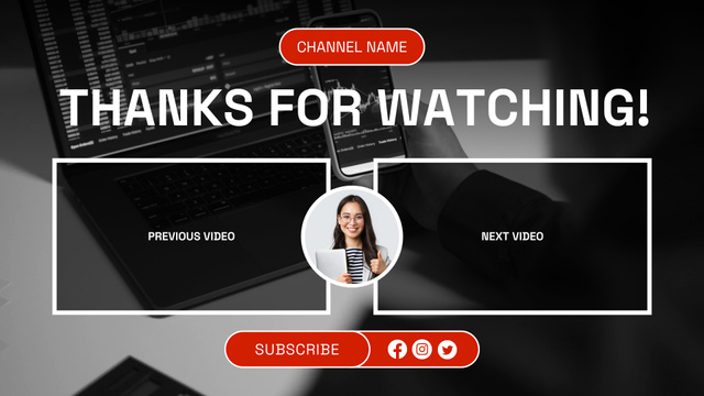 Vlogger Providing Insights into Finance and Investment YouTube outro Design Template