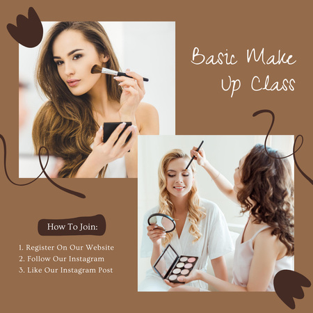 Plantilla de diseño de Clase de maquillaje básico para principiantes Instagram 