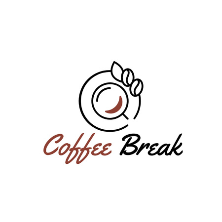 Cafe Ad with Coffee Cup Logo Design Template