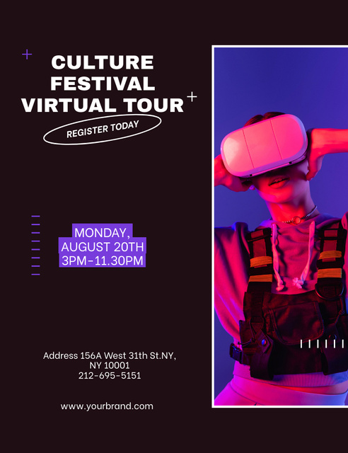 Woman at VR Culture Festival Invitation 13.9x10.7cm – шаблон для дизайна